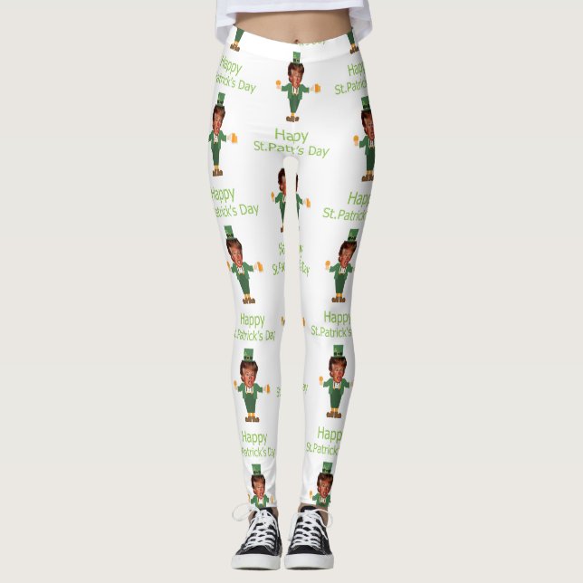 st patricks trump leprechaun leggings (Framsida)