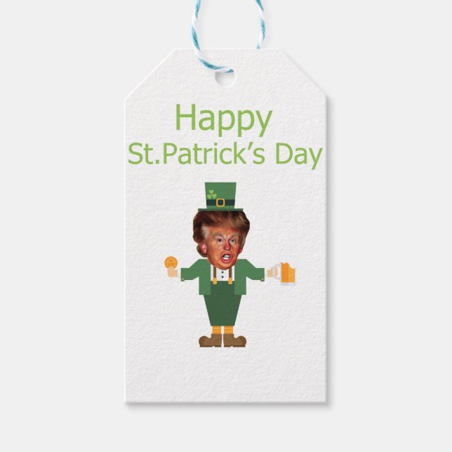 st patricks trump leprechaun presentetikett (Framsidan)