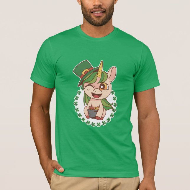 St Patricks Unicorn T Shirt (Framsida)
