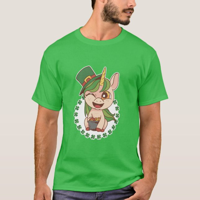 St Patricks Unicorn T Shirt (Framsida)