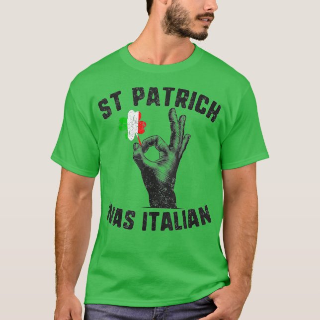 St Patricks var italienska Flagga Italiano Hand T Shirt (Framsida)
