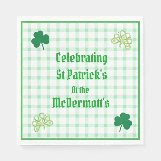 St Patricks Watercolor Green Shamrocks Pappersservett (Framsidan)