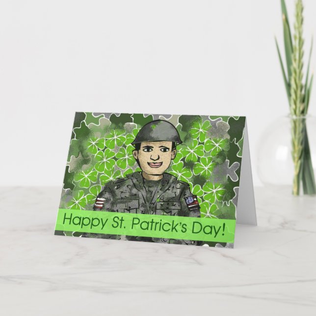 St.Patrick'sDay:Smiling Soldier (StPatricksDay1001 Kort (Framsida)
