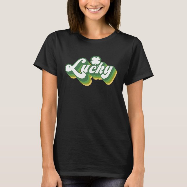 St Patricku2019s Dag Lucky Ord Retro Stil T Shirt (Framsida)