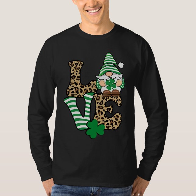 St Patricku2019s Day Lucky Love Gnome St Patrick's T Shirt (Framsida)