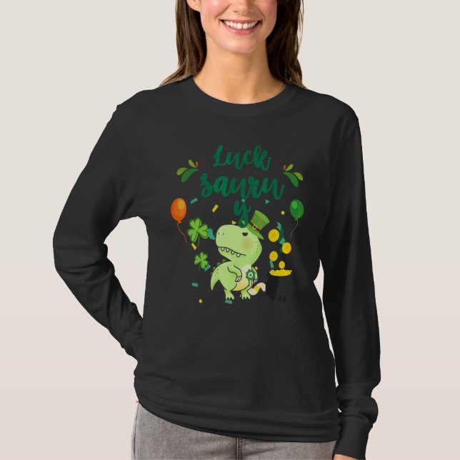 St Patricku2019s Rex Lucky Saurus Dinosaur St Pat T Shirt (Framsida)