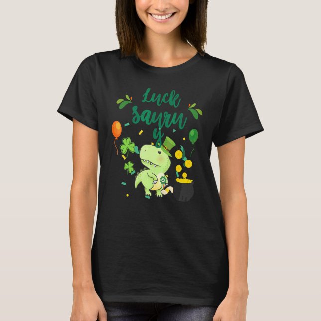 St Patricku2019s Rex Lucky Saurus Dinosaur St Pat T Shirt (Framsida)
