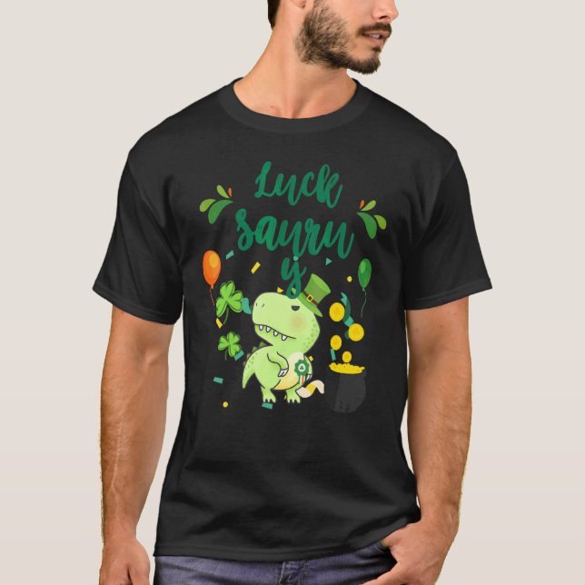 St Patricku2019s Rex Lucky Saurus Dinosaur St Pat T Shirt (Framsida)