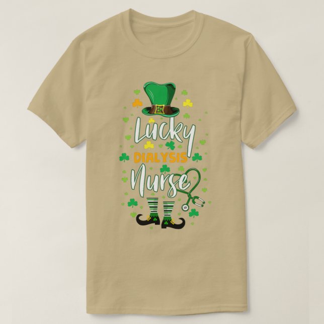 St Patrickx27s Lucky Dialysis Nurse Grönt Stethosc T Shirt (Design framsida)