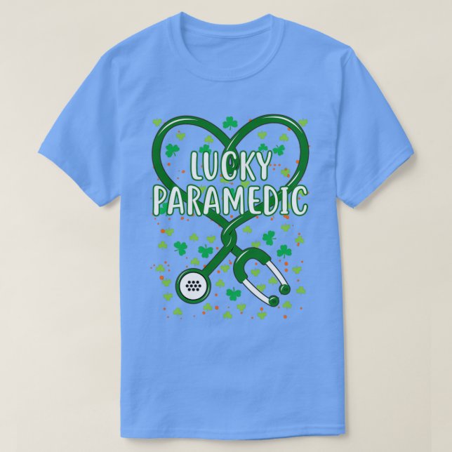 St Patrickx27s Lucky Sjukvårdare Grönt Stethoscope T Shirt (Design framsida)