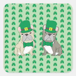 St. Patriks franska bulldoggar Fyrkantigt Klistermärke