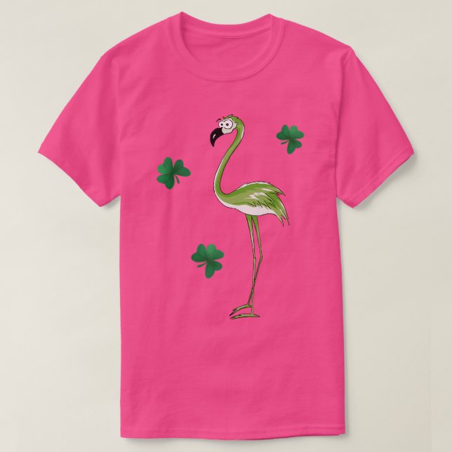 St Pats Day Grönt Irish Flamingo Lucky Shamrocks T Shirt (Design framsida)