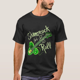 St Pats Day Irish Shamrock Roll Klöver Guitar Musi T Shirt