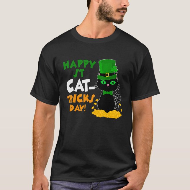 St Pat's Paddy Patrick Day's Lycklig St Cat Tricks T Shirt (Framsida)