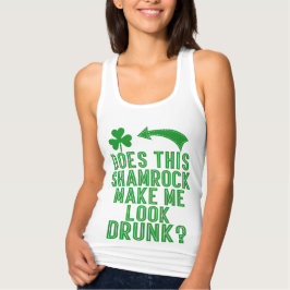St Pats Shamrock Humor Linne Med Racerback