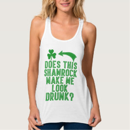 St Pats Shamrock Humor Linne Med Racerback