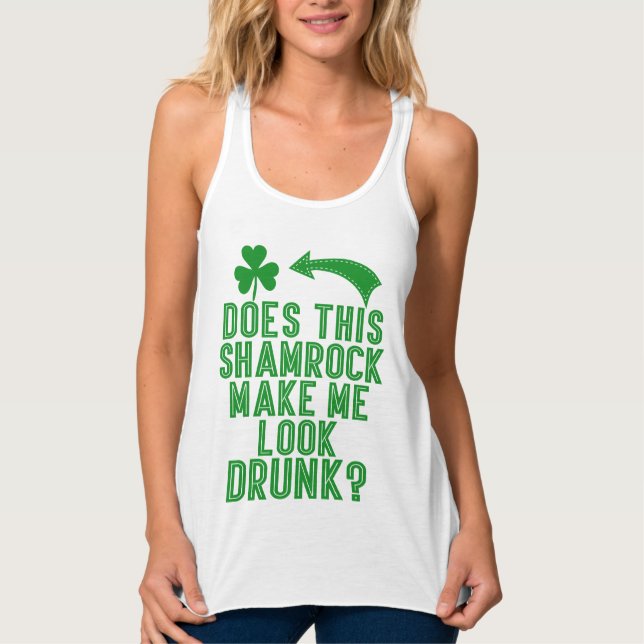 St Pats Shamrock Humor Linne Med Racerback (Framsida)