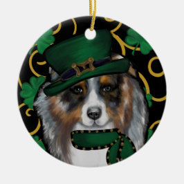 St. Patty Australian Shepherd Julgransprydnad Keramik
