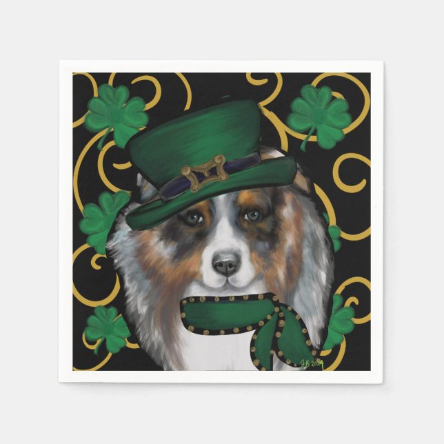 St. Patty Australian Shepherd Pappersservett (Framsidan)
