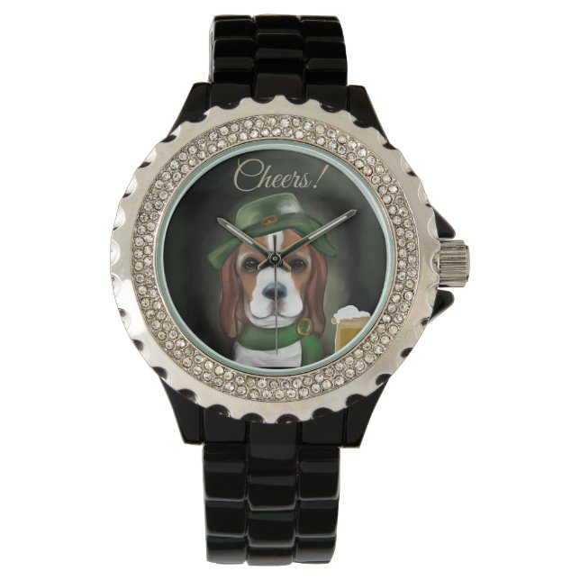 St. Patty Beagle Hund Armbandsur (Framsida)
