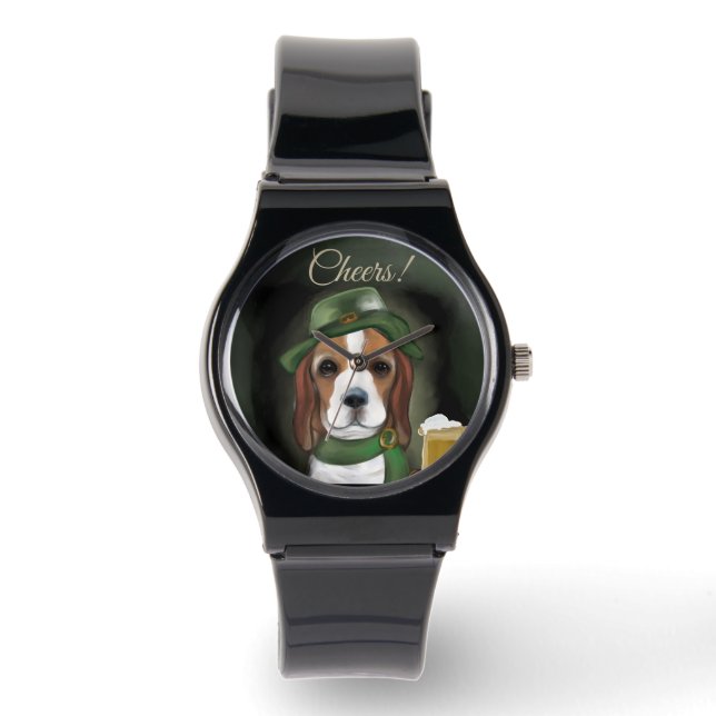 St. Patty Beagle Hund Armbandsur (Framsida)