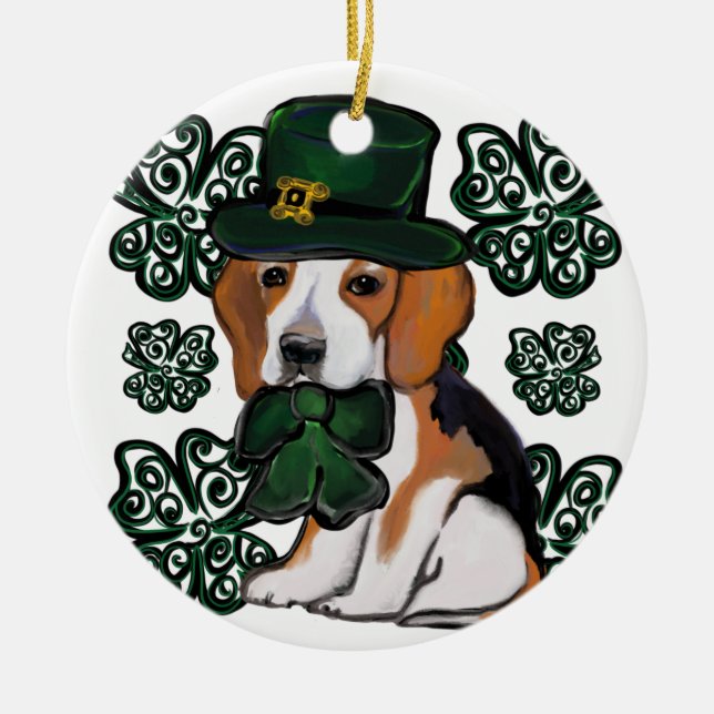 St. Patty Beagle Julgransprydnad Keramik (Framsidan)