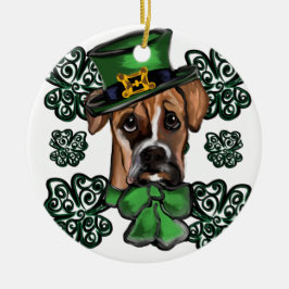 St. Patty Boxer Hund Julgransprydnad Keramik