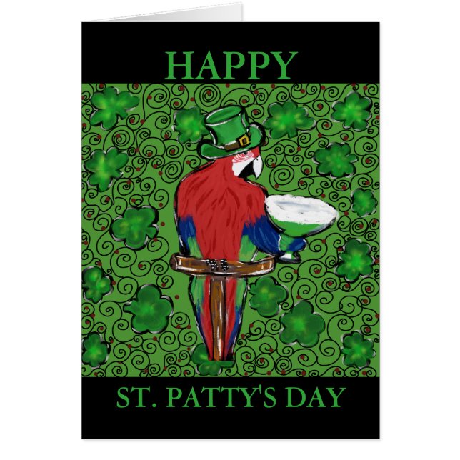 St Patty Papegoja Hälsningskort (Framsidan)