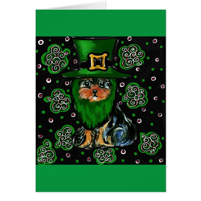 St. Patty Yorkie Poo Hälsningskort (Framsidan)