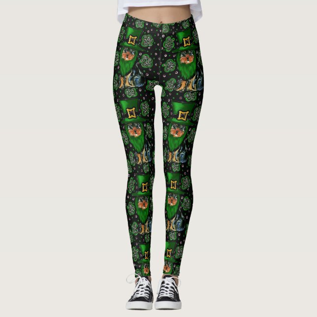 St. Patty Yorkie Poo Leggings (Framsida)