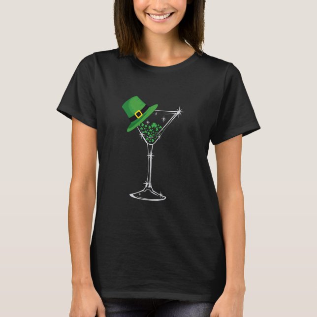 St. Pattys dag Fyrklöver Cute Martini Top T Shirt (Framsida)