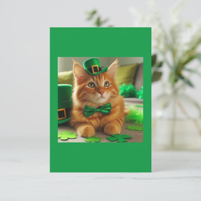 St. Patty's Day Orange Tabby katt (Stående Fram)