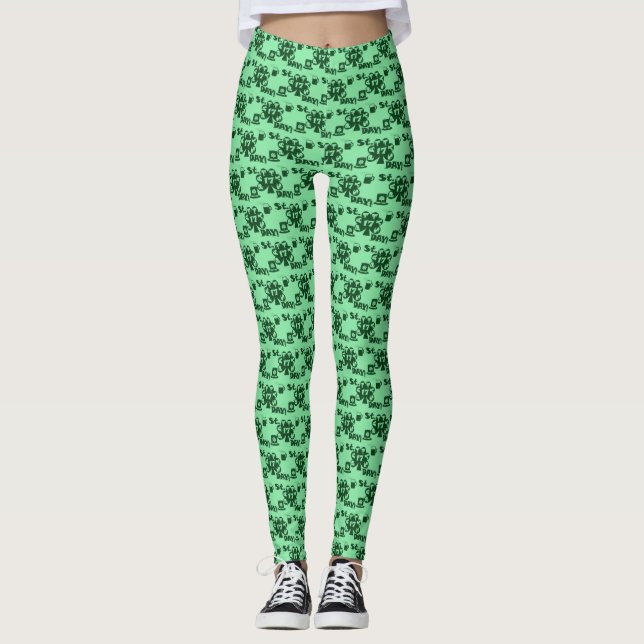 St. Pattys Day Shamrock, 17, Mugg, Hat Design Leggings (Framsida)