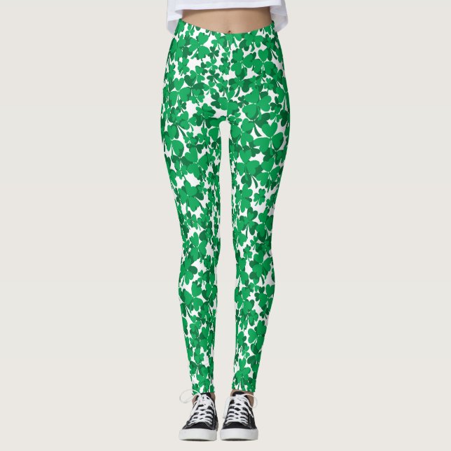 St Pattys Day Shamrocks Leggings (Framsida)