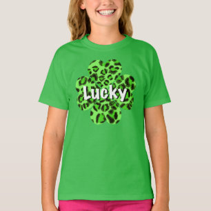 St. Pattys Grönt cheetah leopard shamrock T Shirt