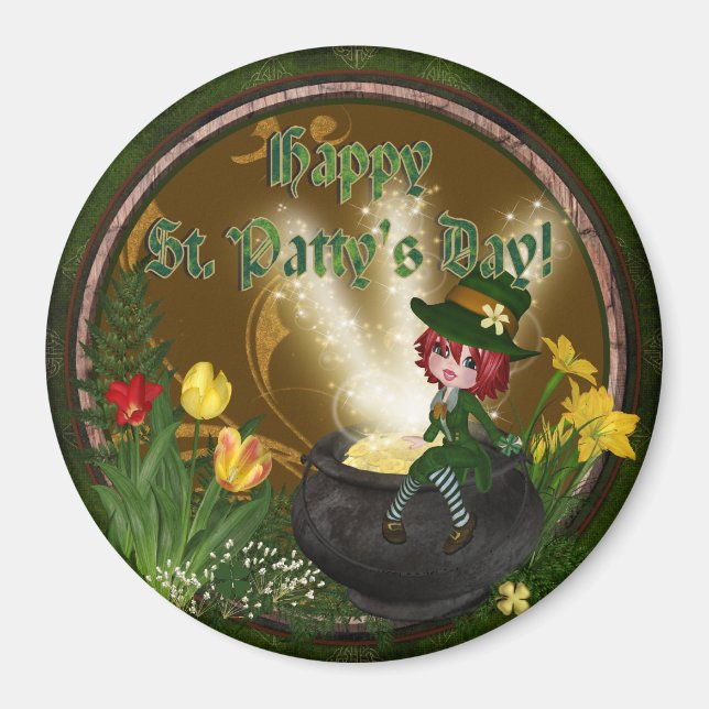 St Pattys Leprechaun Magnet (Framsidan)
