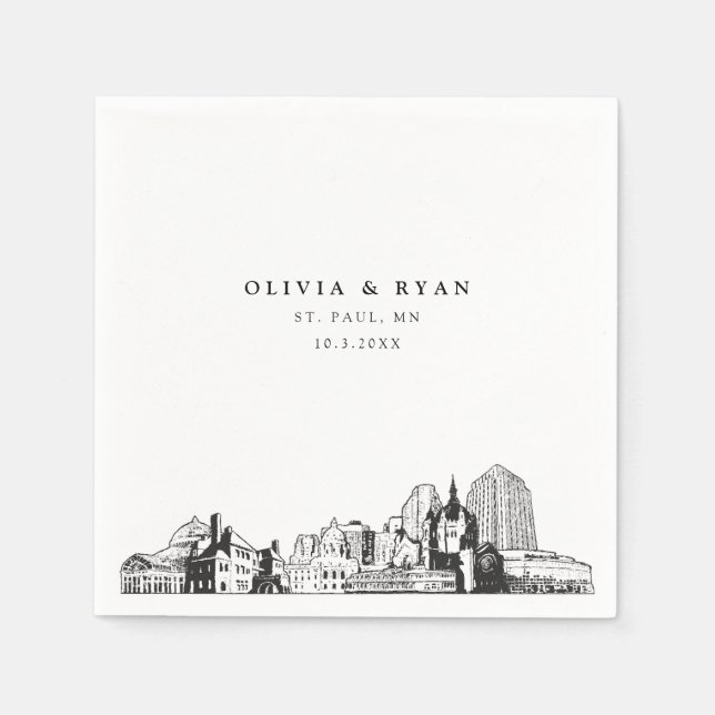 St. Paul Bröllop Minimalist Papper Pappersservett (Framsidan)
