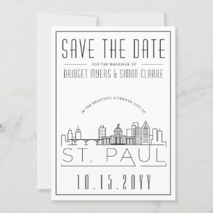 St. Paul Bröllop   Stiliserat Skyline Spara datume Inbjudningar
