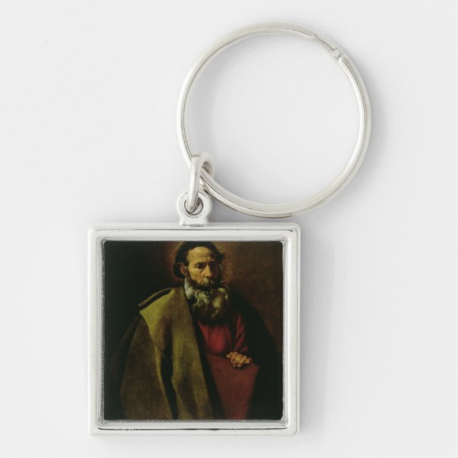 St Paul c.1619 Fyrkantig Silverfärgad Nyckelring (Framsidan)