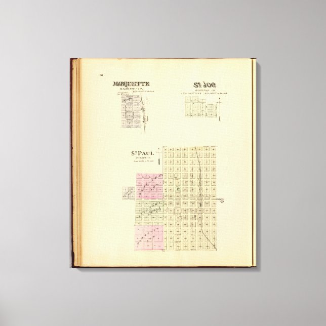 St. Paul, Marquette och St. Joe, Nebraska Canvastryck (Framsida)