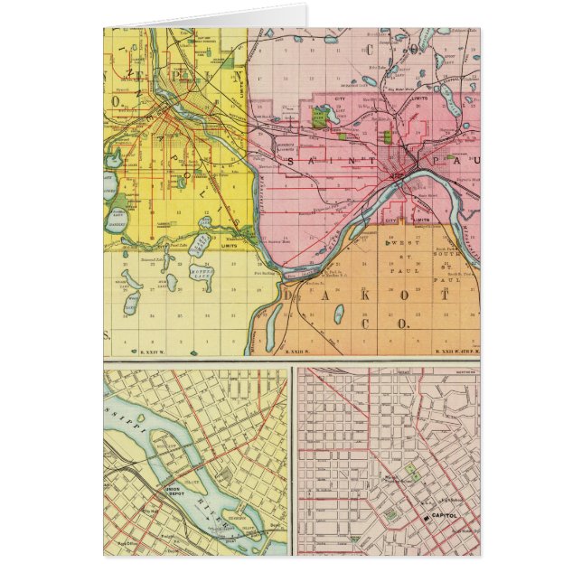 St. Paul, Minneapolis, Minnesota Hälsningskort (Framsidan)