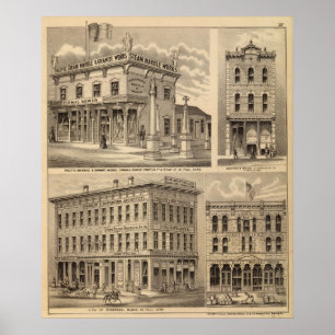 St Paul Minneapolis, Minnesota Lithographkarta Poster