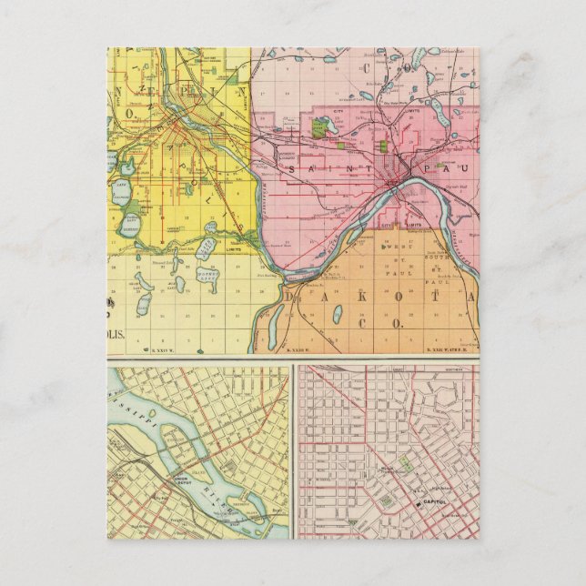St. Paul, Minneapolis, Minnesota Vykort (Framsida)