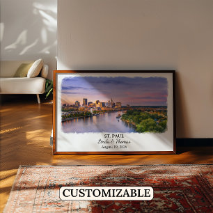 St. Paul Minnesota Affisch, Akvarell, Anpassad Poster
