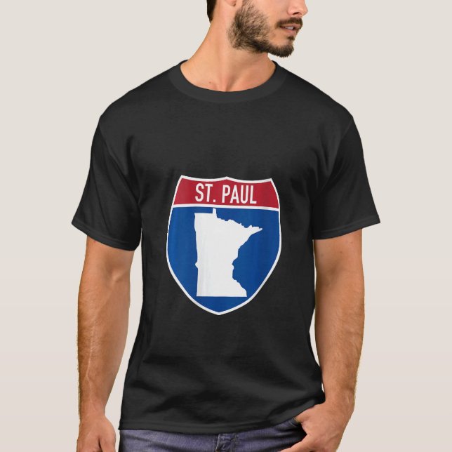 St. Paul Minnesota Karta Highway Interstate Sign S T Shirt (Framsida)