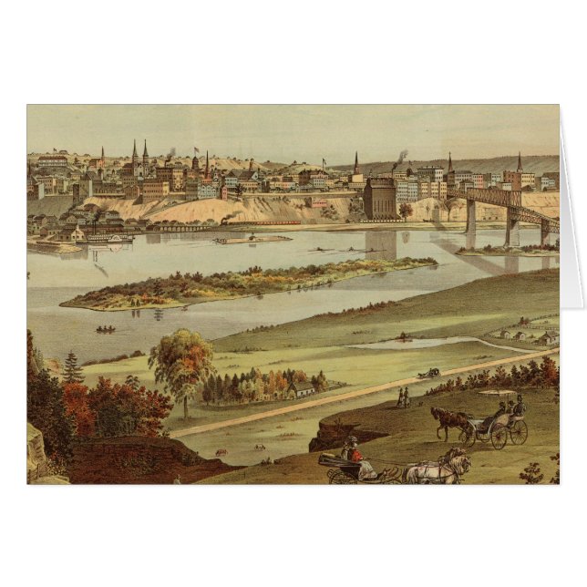 St Paul, Minnesota Lithograph 2 Hälsningskort (Framsidan Horizontal)