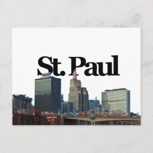 St. Paul, Minnisota Skyline w/ St. Paul i Himlar Vykort