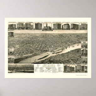 St. Paul, MN Panoramic Karta - 1883 Poster