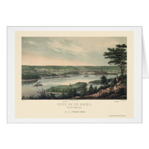 St Paul panorama- karta för MN - 1853 Hälsningskort