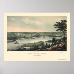 St Paul panorama- karta för MN - 1853 Poster